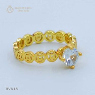 Nhẫn Kim Tiền Đính Đá - Trang Sức Hava Hồng Kông