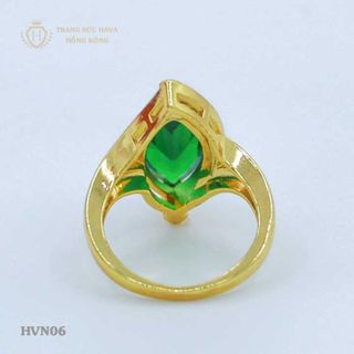 Nhẫn nữ titan mạ vàng mặt đá xanh lá - Trang Sức Hava Hồng Kông - HVN06