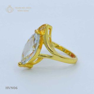 Nhẫn nữ titan mạ vàng mặt đá trắng - Trang Sức Hava Hồng Kông - HVN06 giá sỉ