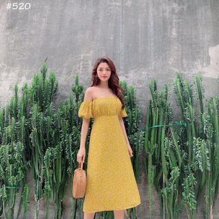 Đầm Maxi Bẹt Vai Hoa Nhí