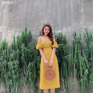 Đầm Maxi Bẹt Vai Hoa Nhí