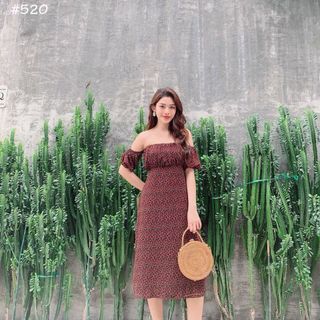 Đầm Maxi Bẹt Vai Hoa Nhí
