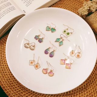 Bông tai ép hoa hàn quốc