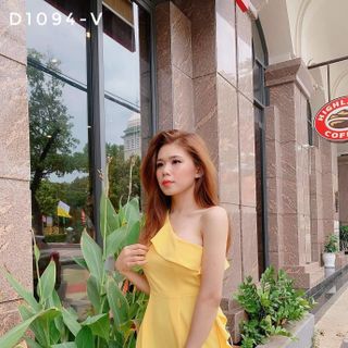 Đầm Xòe Lệch Vai phối bèo