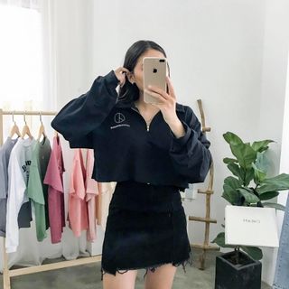 set váy ôm áo tay dài croptop