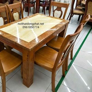 Bàn ăn mặt đá cẩm thạch trắng xanh