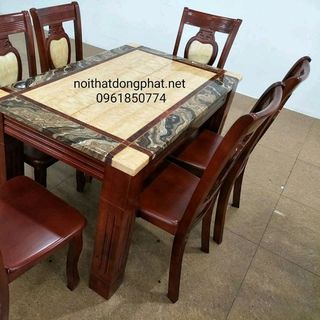 Bàn ăn mặt đá cẩm thạch trắng xanh