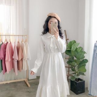 đầm trơn tay dài