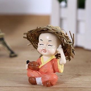 Bộ tượng 4 chú tiểu đội nón rơm Cầm - Kỳ - Thi - Họa Trang trí ô tô bàn làm việc tiểu cảnh