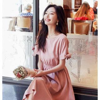 Đầm Dự Tiệc Cột Nơ Tay Bo Eo
