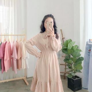 đầm trơn tay dài