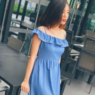 Đầm jeans bèo hình tự chụp- gia công và bán sỉ