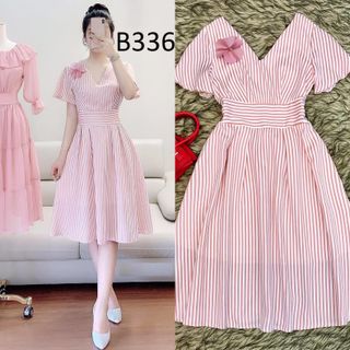 đầm sọc cổ chữ v
