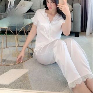 BỘ NGỦ LỤA QUẦN DÀI TAY NGẮN NGỌC TRAI 5025