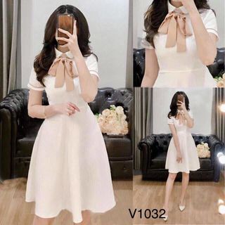 Đầm Dự Tiệc Cổ Sơ Mi Thắt Nơ