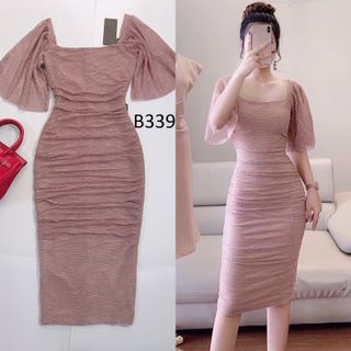 đầm ôm body tay xòe