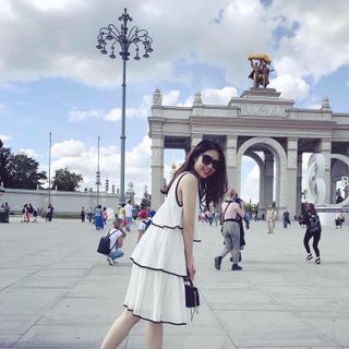 Đầm Suông phối Riềm Đen Tầng
