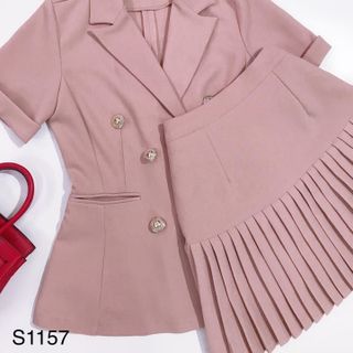 Set Vest Chân Váy Dập Ly