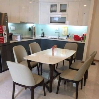 Bàn ăn mặt đá ghế bọc nệm KT 1m41m6