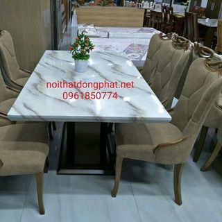 Bàn ăn mặt đá hcn 6 ghế cao cấp
