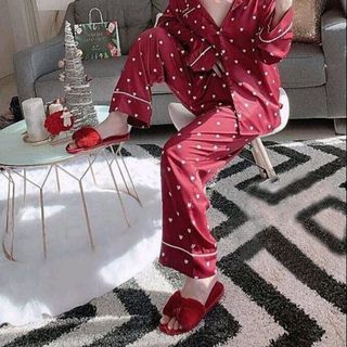 BỘ PIJAMA LỤA QUẦN DÀI TAY DÀI TRÁI TIM 5513 giá sỉ