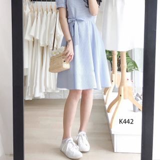 đầm xòe xanh thắt nơ