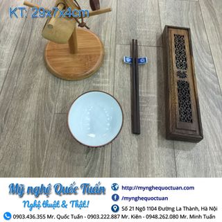 Hộp đa năng gỗ mun đựng đũa hương trầm bút chì