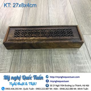 Hộp đa năng gỗ mun đựng đũa hương trầm bút chì
