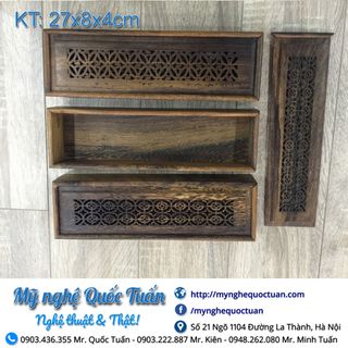 Hộp đa năng gỗ mun đựng đũa hương trầm bút chì