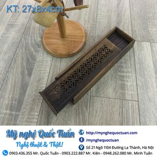Hộp đa năng gỗ mun đựng đũa hương trầm bút chì