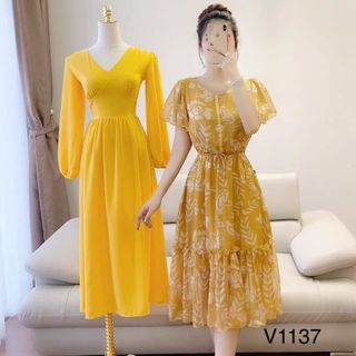 Đầm Hoa Phối Ren Tay Loe