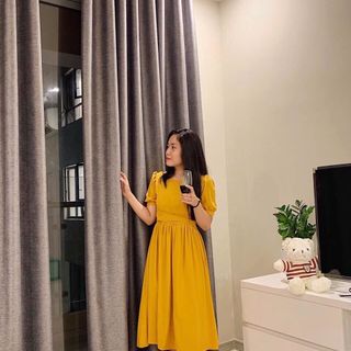 Đầm xòe tay ngắn buộc eo