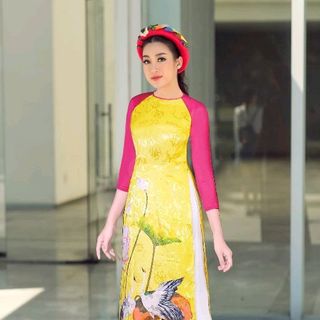 Áo dài truyền thống họa tiết hoa sen