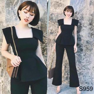 set quần dài áo cổ chữ u