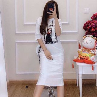 Đầm thun in hình