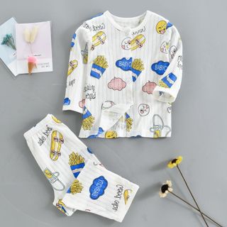 Bộ cotton giấy dài tay cúc giữ cúc vai hàng việt nam cho bé giá sỉ