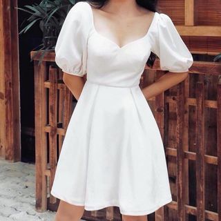 Đầm Dựu Tiệc Cổ Tim Tay Phồng