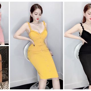 Đầm ôm body dây phối nút