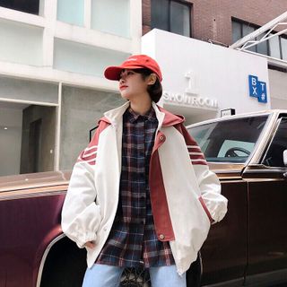 Áo khoác dù sọc chéo