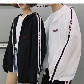 Áo khoác dù sọc tay