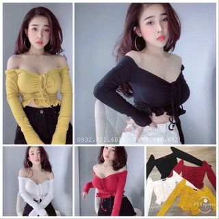 Áo trễ vai rút dây ở ngực