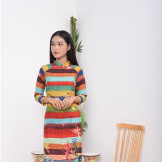 Aó Dài Thổ Cẩm Lụa Cát