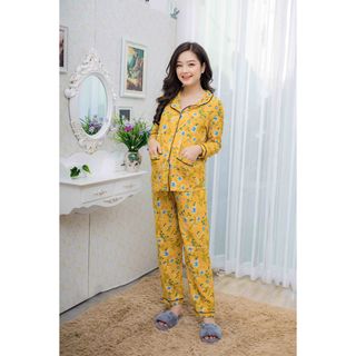 Bộ bầu pyjama tay dài vàng giá sỉ