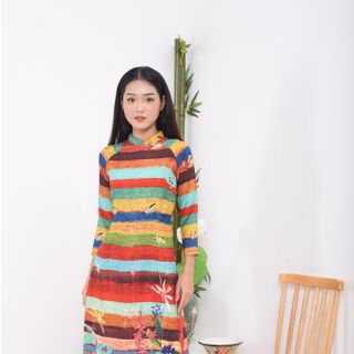 Aó Dài Thổ Cẩm Lụa Cát