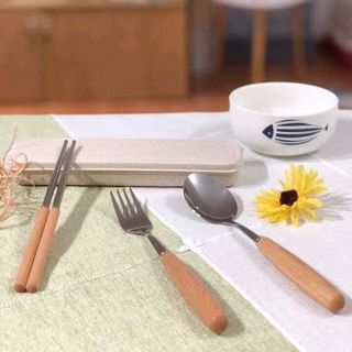 bộ thìa dĩa đũa can gỗ