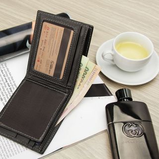 Bóp ví nam da bò 4U đơn giản sang trọng F108 đen - nâu