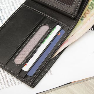 Bóp ví nam da bò 4U đơn giản sang trọng F108 đen - nâu