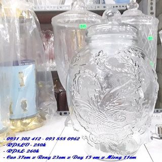 Bình Thủy Tinh Ngâm Rượu 6L Chum Rồng Phụng Vòi