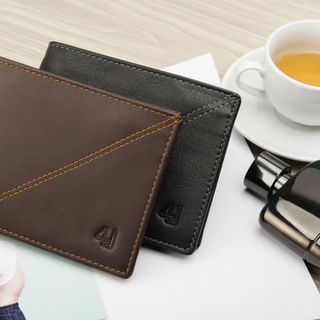 Ví nam da bò 4U kiểu dáng ngang lịch lãm F112 đen - nâu