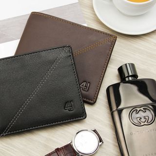 Ví nam da bò 4U kiểu dáng ngang lịch lãm F112 đen - nâu